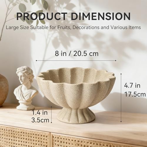 Pedestal Decorative Bowl, 8" Footed Ruffle Fruit Bowl for Home Decor - Image 5