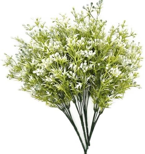CATTREE Artificial Plants, Faux Plastic Pearl Flowers Gypsophila Shrubs Fake Grass Simulation Greenery Bushes Indoor Outdoor Home Decor Garden Yard Verandah Wedding Bridal Bouquet Decoration 4 Bundles by CATTREE