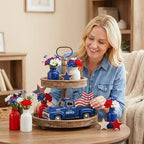 4th of July Decorations, 5.7 Inch Patriotic Blue Metal Truck Decor with God Bless America Sign, Farmhouse Tabletop Centerpiece for Memorial Day and USA 250th Anniversary - Image 6