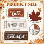 4 Pcs Fall Tiered Tray Decor, Wooden Fall Decorations for Home - Image 3