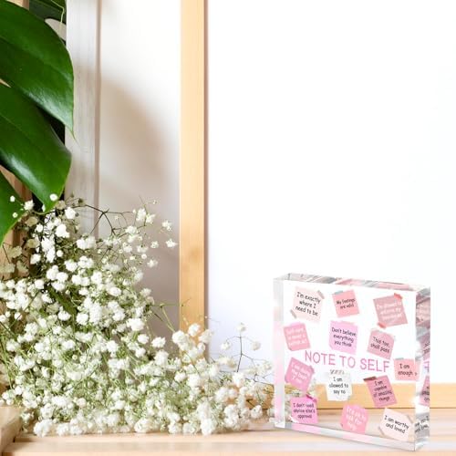 Female Desk Decor, 4x4 Inch Pink Acrylic, Motivational Quotes, Inspirational Desk Decor, Girls Dorm Must-Have, Positive Affirmation Gift for Women - Image 3