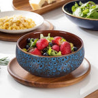 5.9“ Blue Ceramic Decorative Bowl – Pottery Key Bowl for Entryway Table, Candy Dish, Jewelry Trinket Dish, Fruit Bowl for Kitchen Counter, Rustic Blue Glazed Bowl for Home Decor - Image 4