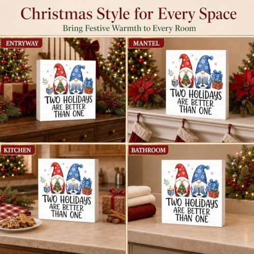 Christmas Decorations Hanukkah Gnome Two Holidays Are Better Than One Sign - Image 6