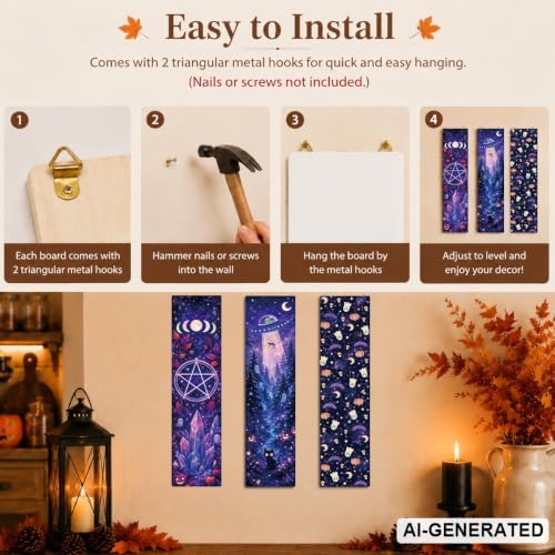 Retro Halloween Decor, 3 Pcs Halloween Hanging Signs, Wooden Wall Art Decor - Image 7