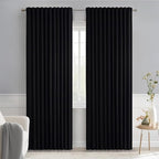MIULEE Black Back Tab Blackout Curtains 66x84 Inch Length 2 Panels Set | Rod by MIULEE