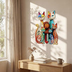 Wesiti Metal Cat Wall Art Decor Colorful Sculptural Mid Century 12.6x15.7 - Image 3