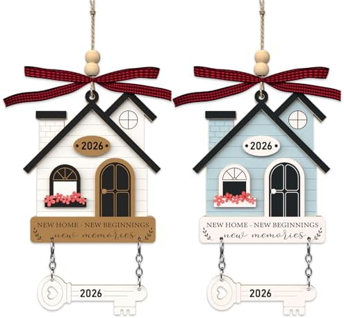 2Pcs House Warming Gifts New Home Ornament 2026 - Wooden First New Home Gift Idea for Couple, Women, or Families - 3D New House Keepsake with Key Design(Brown+Blue) by Sulevalt%C2%AE