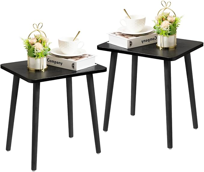 FORAOFUR Black End Tables Set of 2, Modern Boho End Table by FORAOFUR