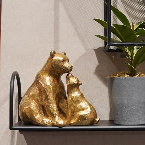 Guichifun Kissing Bear Statues Gold Mother and Baby Resin Figurines - Image 3