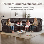 Yolsali Home Theater Seating Reclining Sectional Sofa, 5 Seats Soft Leather - Image 3