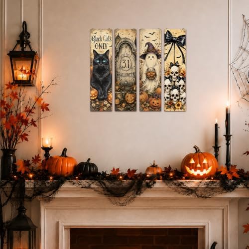 Nostalgic Halloween Sign,Ghost Skeleton Hanging Signs,Entryway Decor Wall - Image 5