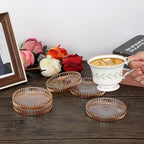 Modern Clear Coasters Set of 5- Glass Cute Coasters for Drinks, Amber - Image 5