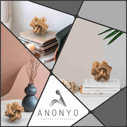 Boho Wooden Chain Links Decorative Object for Coffee Table & Shelf | Handmade Mango Wood Knot Sculpture Rustic Modern Arch Décor for Living Room, Entryway, Console, Office Home Accent (Natural) - Image 5