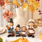 Valery Madelyn Fall Decorations for Home, 2 Pcs Fall Decor for Table Indoor Outdoor, Resin Thanksgiving Decorations Garden Pumpkins Pilgrim Figurines for Autumn Harvest Porch Tiered Tray, 5" - Image 6