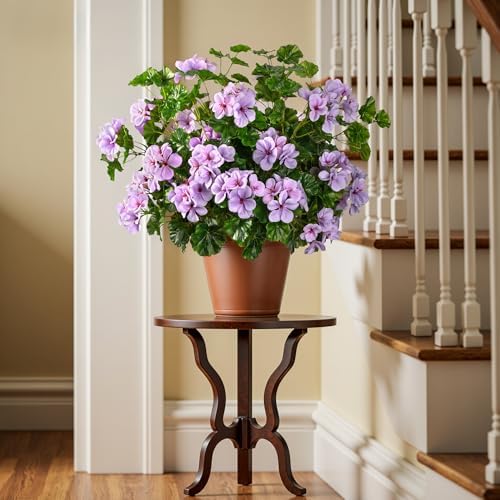 Artificial Geraniums for Outdoors, 8 Stems 17.7 Inch Purple Faux Geranium Bush Fake Flowers UV Resistant Fall Porch Patio Garden Planter Window Box Indoor Decor, Pot Not Included - Image 4