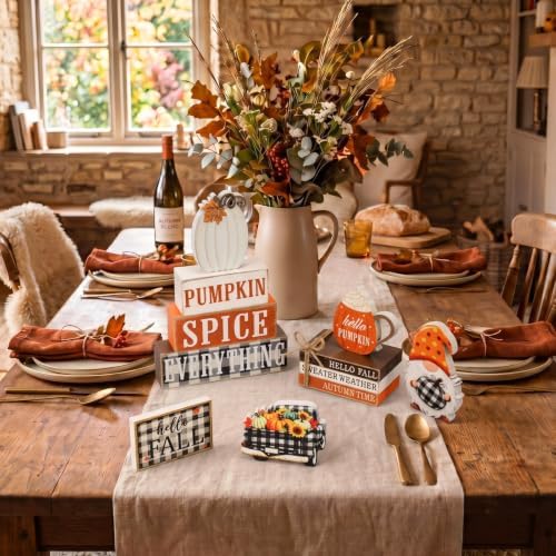 11 Pcs Fall Wooden Table Decorations Pumpkin Tiered Tray Decor - Image 5