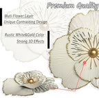 Picfarce Metal Flower Wall Art Decor, 10'' White Distressed Floral Art - Image 2