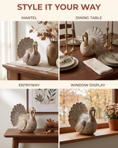 SHEHIM Thanksgiving Table Decor Turkey Decoration for Home Resin Figurine - Image 2
