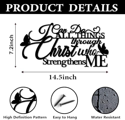 I Can Do All Things Through Christ Metal Wall Sign, 14.5x7.2 in - Image 3