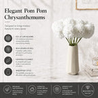 Mandy's 12pcs Artificial Pure White Ball Chrysanthemum Flowers - Image 2