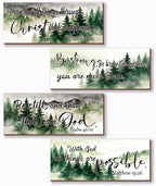 4 Pieces Forest Bathroom Decor Bible Verses Wall Decor Christian Signs Religious Art for Home Motivational Prayer Wall Art for Living Room Office Bedroom Bathroom(Forest, 10x4 Inches) by Unknown