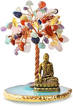 Buddha Statue with Healing Crystal Tree, Tree of Life for Positive Energy. Home Decor Yoga Meditation.7 Chakra.(C) - Image 2