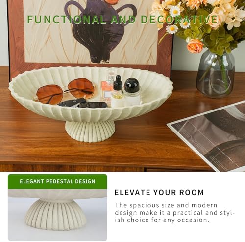 14.5"Large Decorative Long Bowl decor , Fruit Bowls, Key Bowl, Light Gray - Image 5