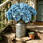 Kimura's Cabin 6pcs Hydrangea Artificial Flowers Silk Faux Hydrangeas,Blue - Image 4
