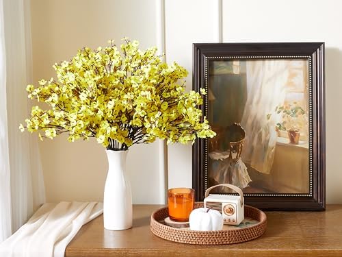 SITUMEIZI 6Pcs Yellow Artificial Baby's Breath Flowers 19.3 Inch Silk Gypsophila Bundles Real Touch Fake Flowers for Wedding, Home Decor, Fall Centerpieces DIY Floral Arrangement - Image 2