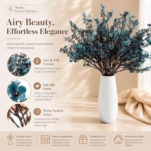 Mandy's 6 Bundles Artificial Teal Baby’s Breath Flowers - Image 2