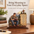 Christian Gifts for Men, Religious Gifts for Men, God Gives Me Bible Verse Wood Acrylic Plaque, Inspirational Faith Desk Decor for Husband Pastor Church Friend Coworker - Image 3