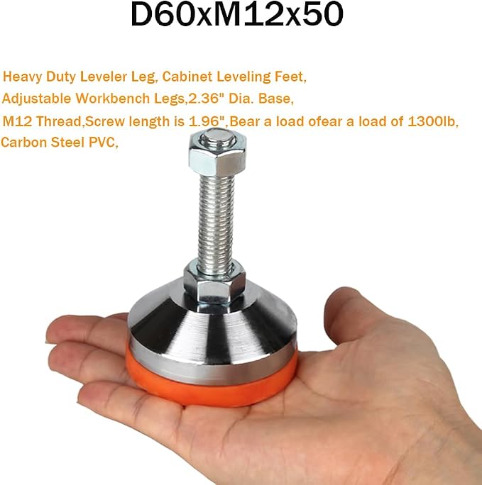 Heavy Duty Leveling feet, Leg Leveler 2.36" Dia Base, Adjustable Leveling feet - Image 2