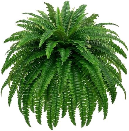 GYERB 47" Large Artificial Boston Fern Plants for Outdoor Indoor, Fake Ferns for Front Porch Hanging, Faux Greenery Bushes for Home Garden Office Decor, Silk Fern with Realistic Fronds, 88 Branches by GYERB