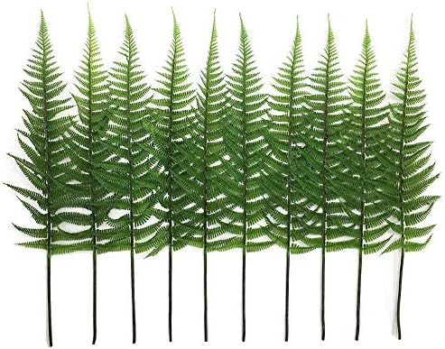 CATTREE Artificial Shrubs Leaves, Plastic Plants Fern Grass Leaf Fake Bushes Indoor Outdoor Garden Office Table Centerpieces Arrangements DIY Wreath Decoration Planter Filler - 10 Pack by CATTREE