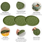 OIAHOMY 8 Pcs Coasters with Holder for Beer, Coffee, Silicone Coaster Set for Table Decor for Kitchen, Bar, Dining Room, Living Room, Housewarming Gifts - Green - Image 3