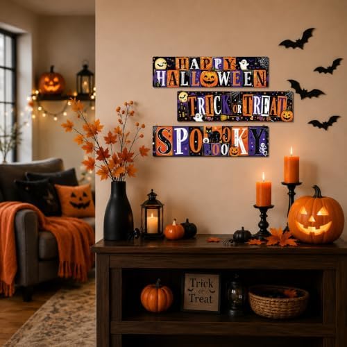 Retro Halloween Sign, Happy Halloween Sign, 3 Pcs Entryway Decor Wall - Image 5