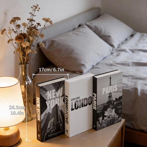 3 PCS Faux Decorative Books for Home Decor-Coffee Table Books Decor-Aesthetic Fake/Faux Books (3-Paris London New York Shipaitu 2-liti) - Image 4