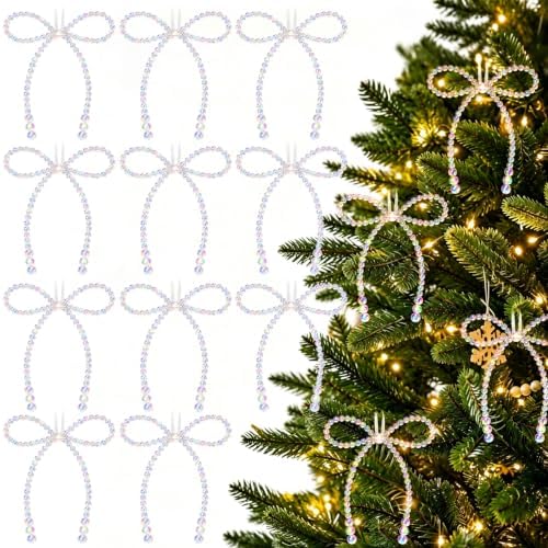 DIYDEC 18PCS Large Christmas Pearl Bow Ornament 7in Tree Topper Decor by DIYDEC