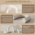 EOSAHR Pine Wood Arch Decor: Wood Sculpture for Bookshelf Decor, Whitewash - Image 6