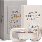 Modern Decorative Books Set of 2 Premium Linen Hardcover Faux Book Box with Reliable Magnetic Closure & Paulownia Wooden Chain by Unknown