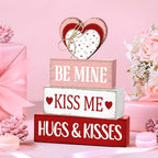 Marsui 4 Pcs Valentine's Day Decorations for Home Heart Table Decor Rustic Distressed Wooden Signs Valentines Centerpieces Blocks Farmhouse Valentines Tiered Tray Decor for Desk Shelf Mantel Indoor - Image 5