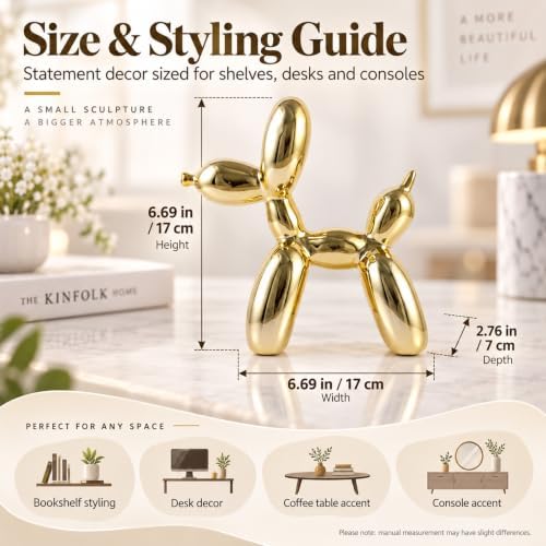 Balloon Dog Sculpture Modern Home Decor Collectible Figurines Funky Statues for Bedroom Trendy Animal Decor for Coffee Table Living Room Decor Art Resin Decor Office Standing Desk Decor - Image 3