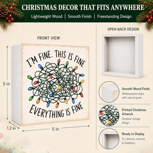 Christmas Decorations I'm Fine This Is Fine Funny Christmas Lights Sign - Image 4