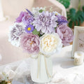 18Pcs Purple Fake Flowers with Vase, Silk Dahlias Purple Artificial Flowers by Unknown