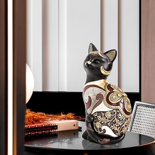 Black Cat Statue Home Decor Accent Boho Cat Figurines and Sculptures for Living Room Bedroom Shelf Office Table, Cats Art Decoration Vintage Matt Animals Gift for Cats Lovers, Woman Mom - Image 6