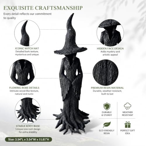 Witch Figurines and Statues, Resin Gothic Collectible Figurines, 11.8 Inch Mystic Witch Statue, Retro Modern Home Décor Accents for Desktop Tabletop Bookshelf Decor - Image 7