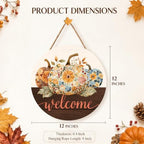 Fall Floral Pumpkin Decorations for Home, Fall Welcome Wooden Sign - Image 2