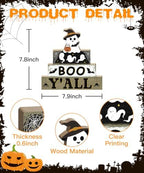 Putuo Decor Halloween Table Decoration Wooden Ghost Tiered Tray Decor - Image 3