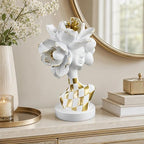 Lescafita White and Gold African Lady Sculpture – Elegant Resin Figurine with Floral Crown, Modern African Art Decor for Living Room, Cultural Gift for Women - Image 4