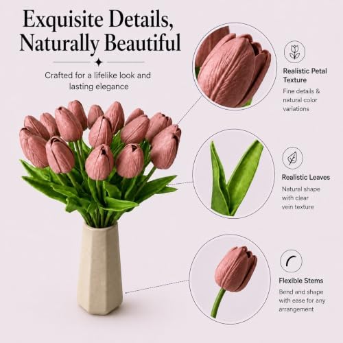 Mandy's 20pcs Artificial Mauve Tulips - Image 4